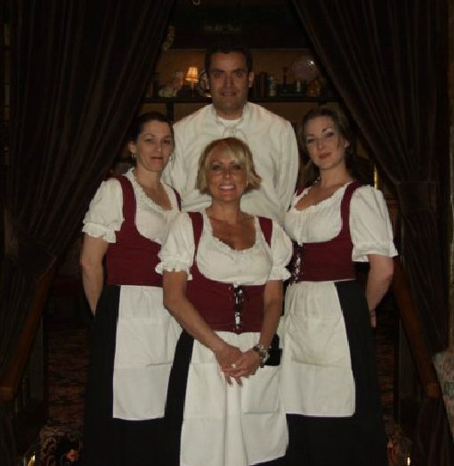 Gulliver's service staff in traditional English inn attire