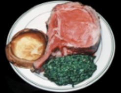 Prime rib with Yorkshire pudding and creamed spinach